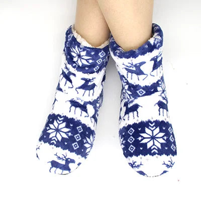 Festive Snowflake & Reindeer Cosy Slipper Boots