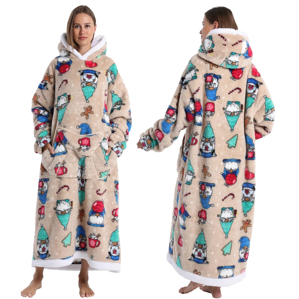 NEW Short/Long Wearable Hoodie Blanket (Multiple Festive Designs)