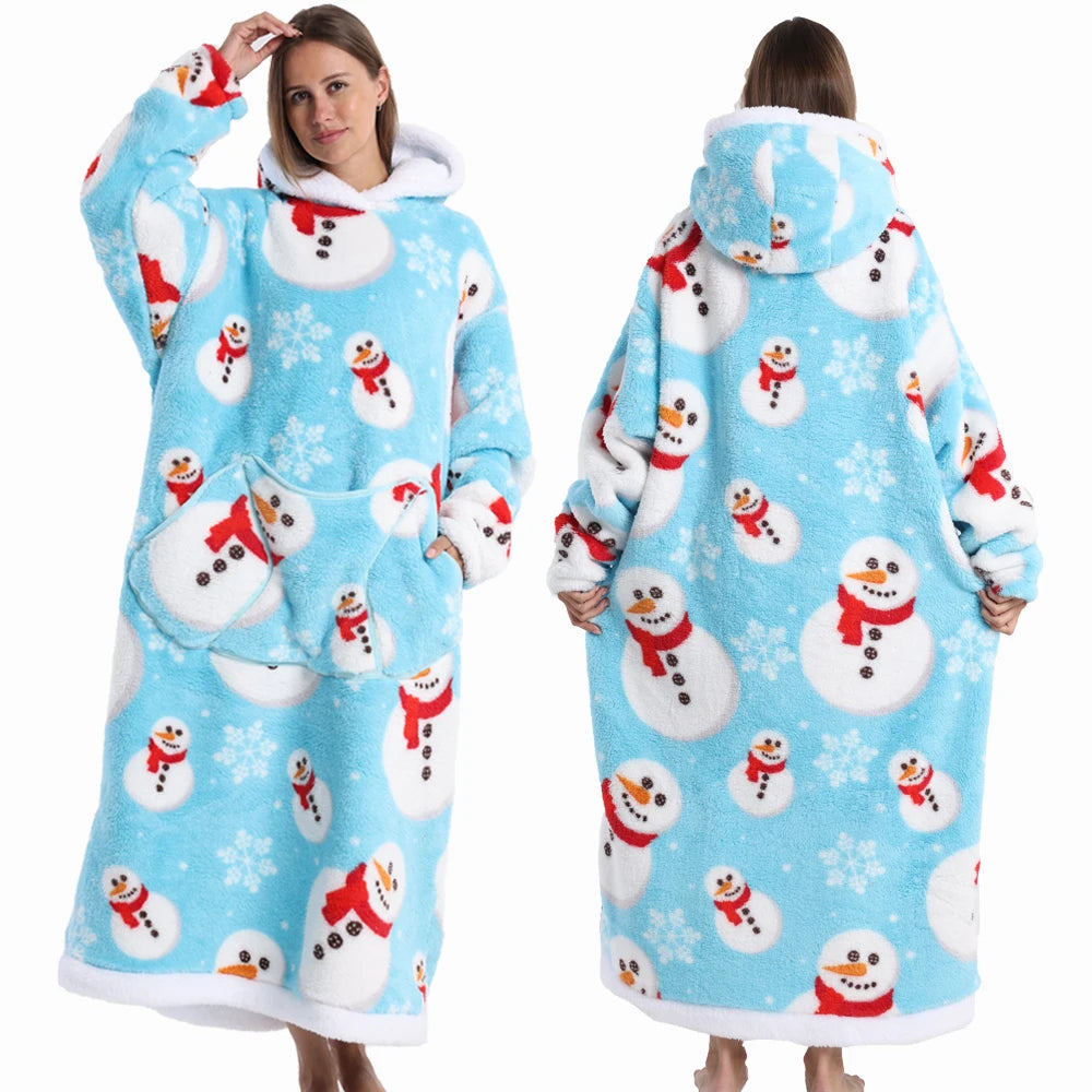 NEW Short/Long Wearable Hoodie Blanket (Multiple Festive Designs)