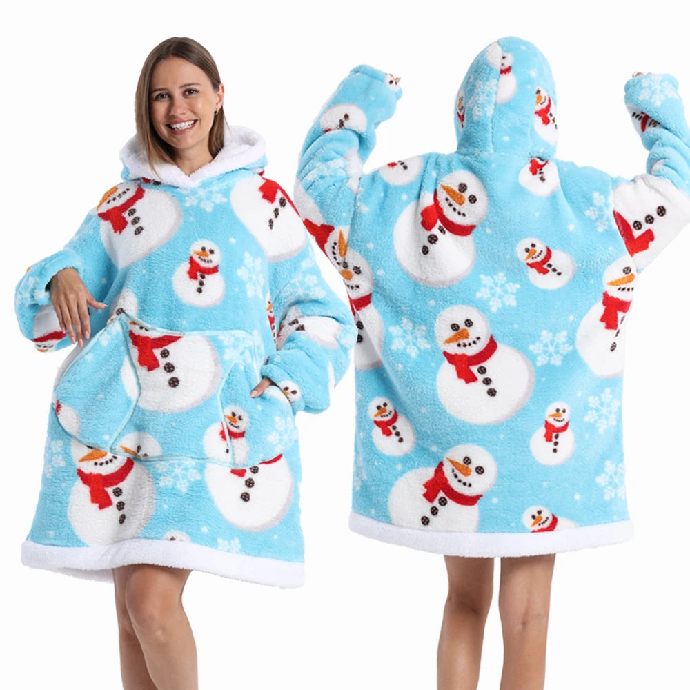 NEW Short/Long Wearable Hoodie Blanket (Multiple Festive Designs)