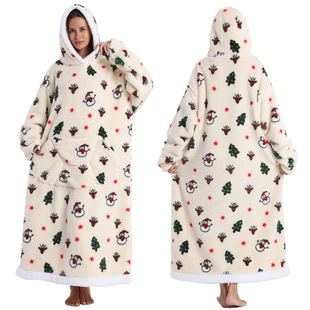 NEW Short/Long Wearable Hoodie Blanket (Multiple Festive Designs)