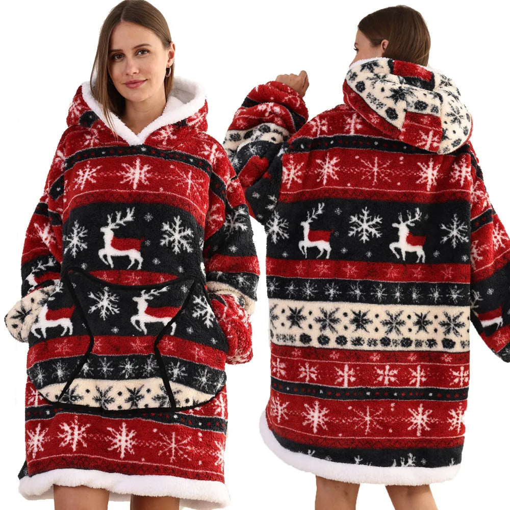 NEW Short/Long Wearable Hoodie Blanket (Multiple Festive Designs)