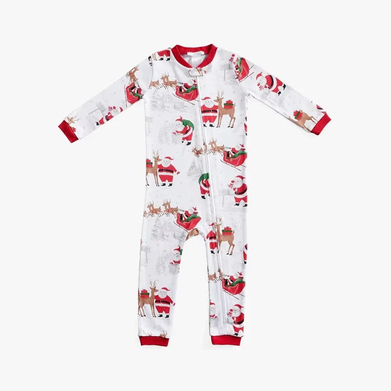 Family Christmas Pyjama Set – Santa & Sleigh Print