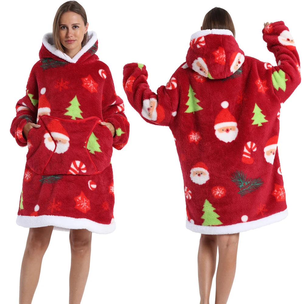 NEW Short/Long Wearable Hoodie Blanket (Multiple Festive Designs)