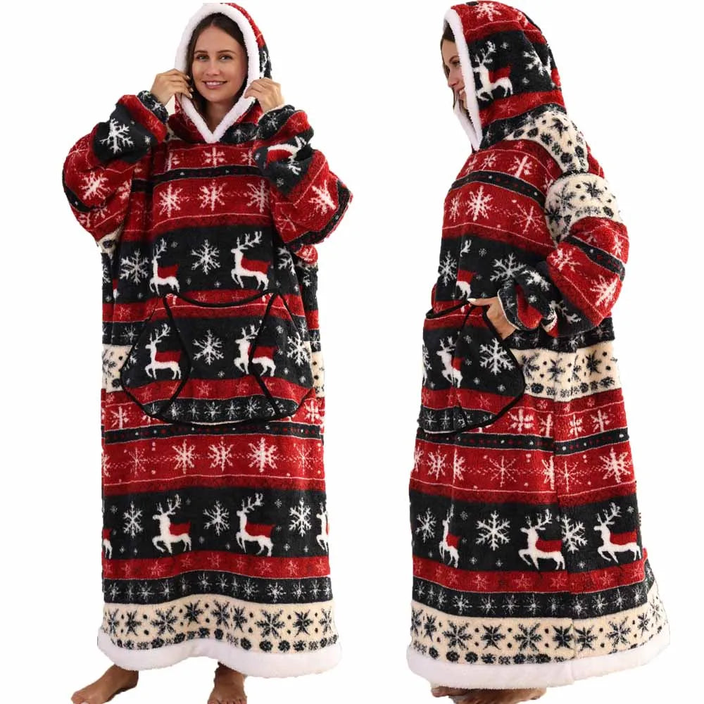 NEW Short/Long Wearable Hoodie Blanket (Multiple Festive Designs)