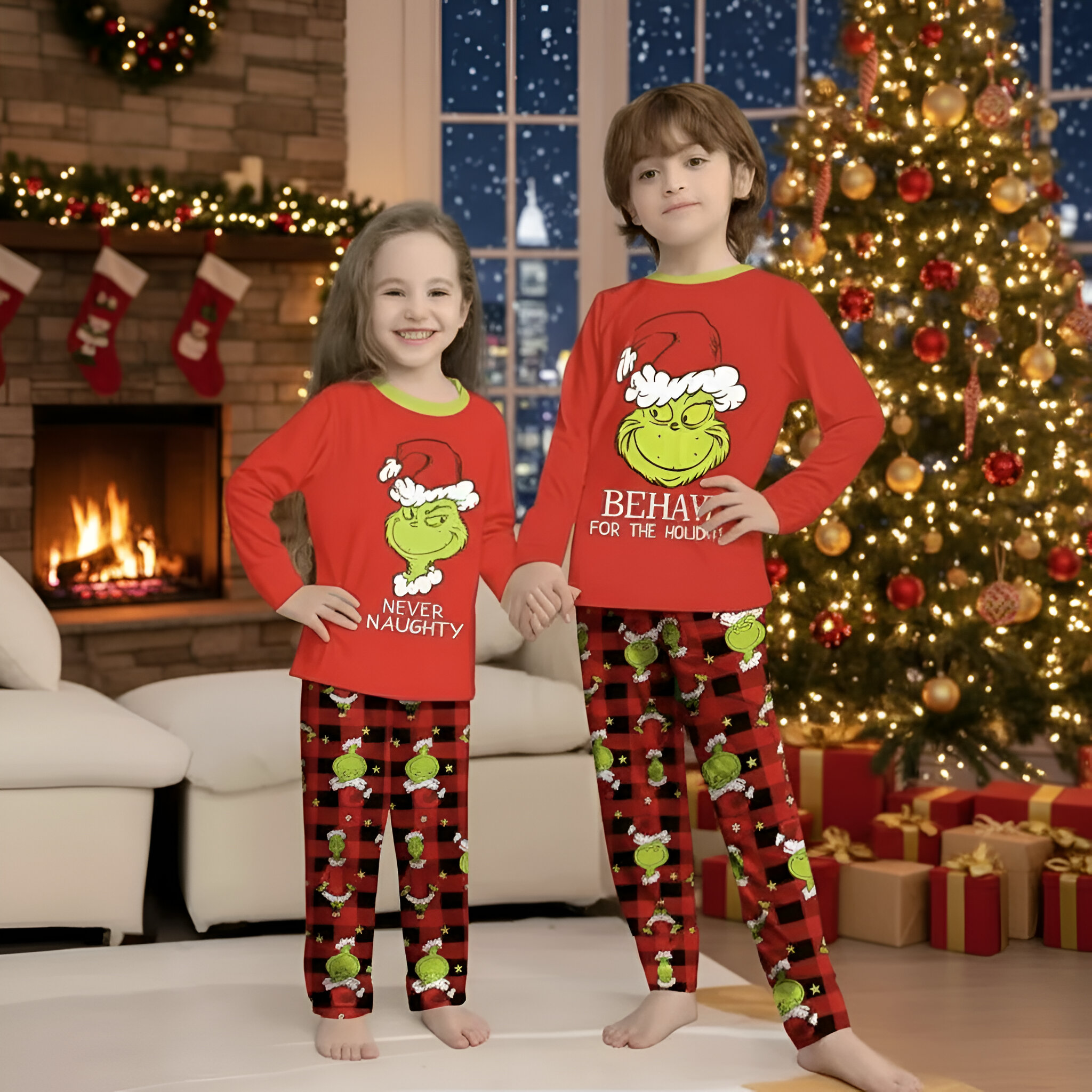 Family Christmas Pyjama Set – Grinchy ‘Never Naughty’ Edition