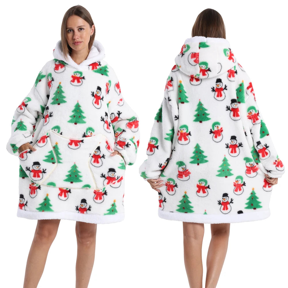 NEW Short/Long Wearable Hoodie Blanket (Multiple Festive Designs)