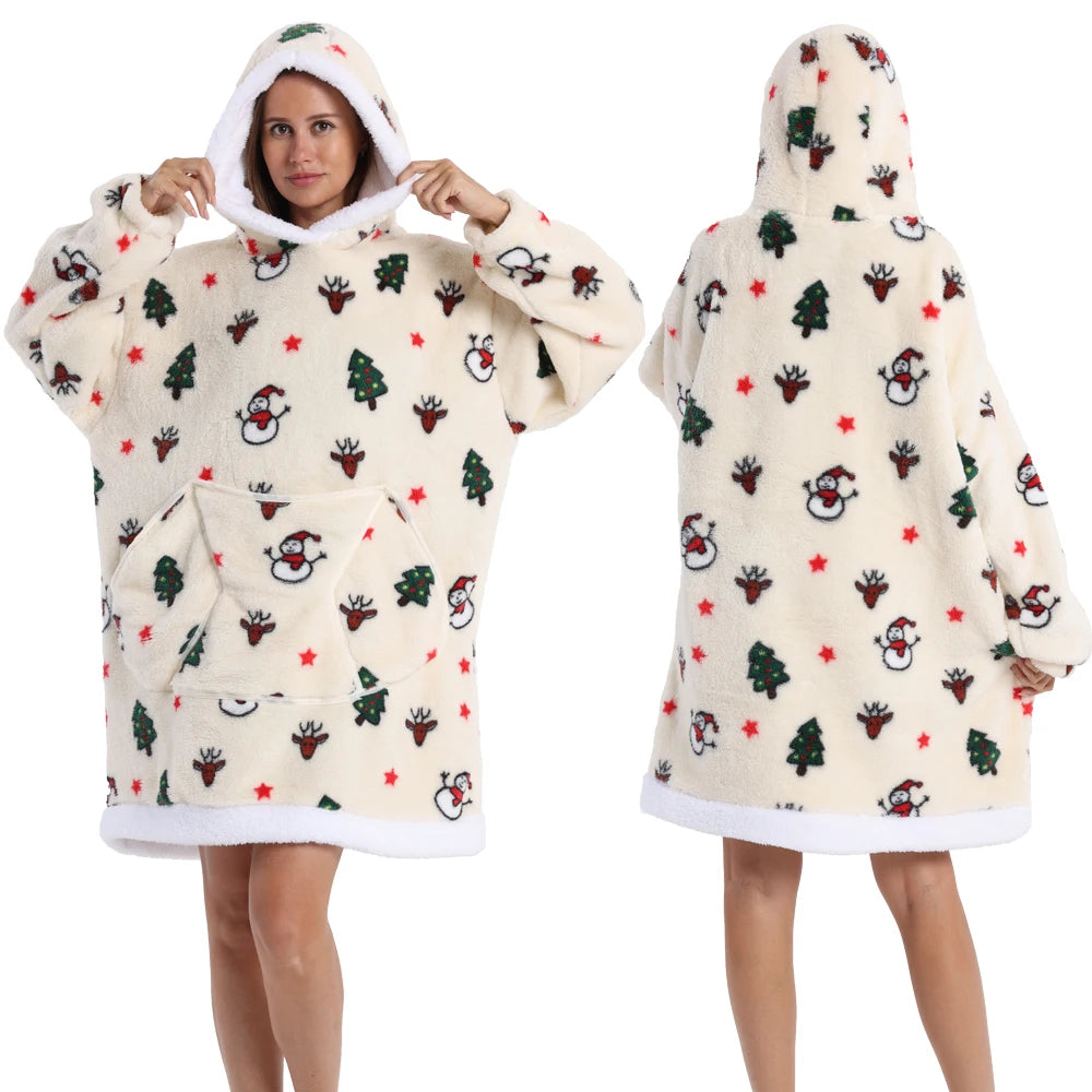 NEW Short/Long Wearable Hoodie Blanket (Multiple Festive Designs)