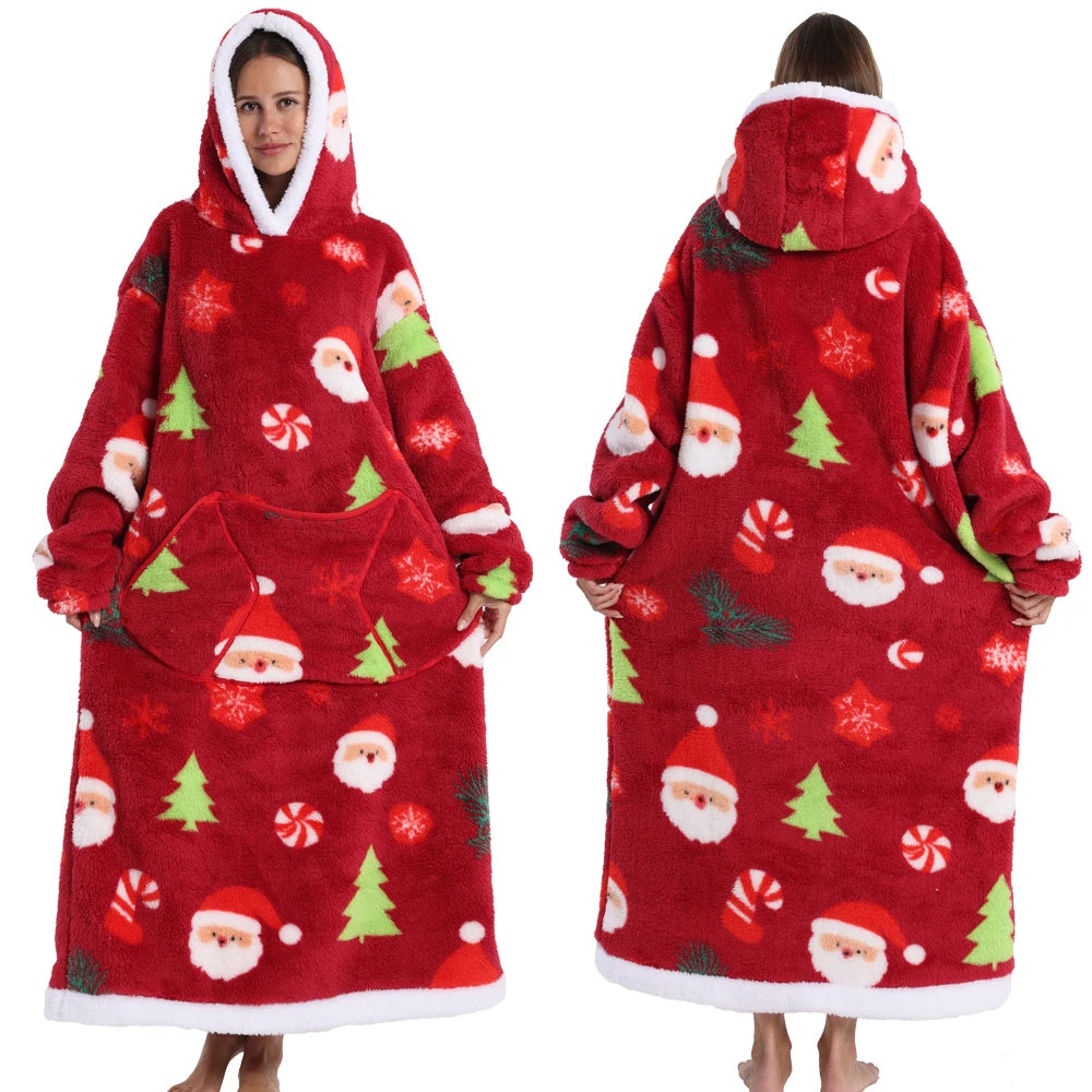 NEW Short/Long Wearable Hoodie Blanket (Multiple Festive Designs)