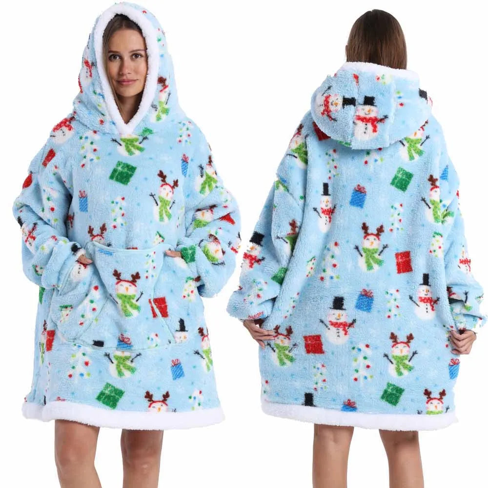 NEW Short/Long Wearable Hoodie Blanket (Multiple Festive Designs)