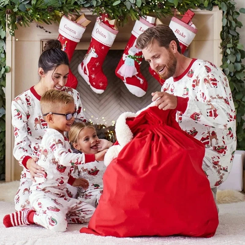Family Christmas Pyjama Set – Santa & Sleigh Print
