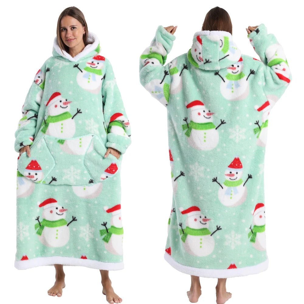 NEW Short/Long Wearable Hoodie Blanket (Multiple Festive Designs)