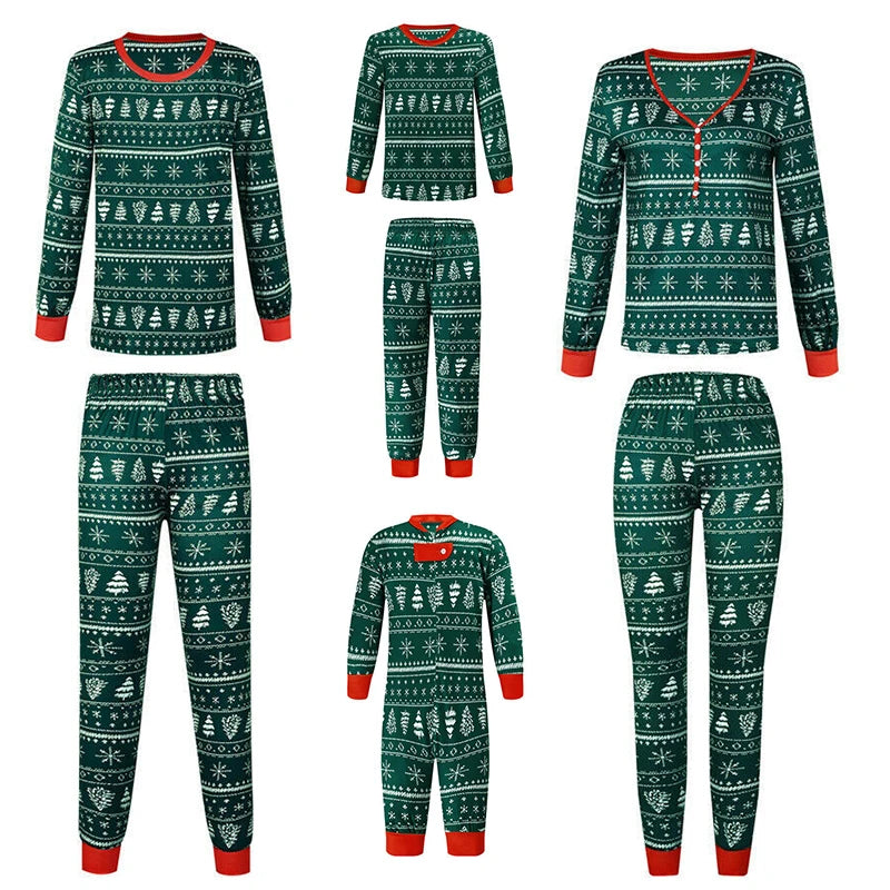 Family Matching Christmas Pyjama Set – Forest Green Edition