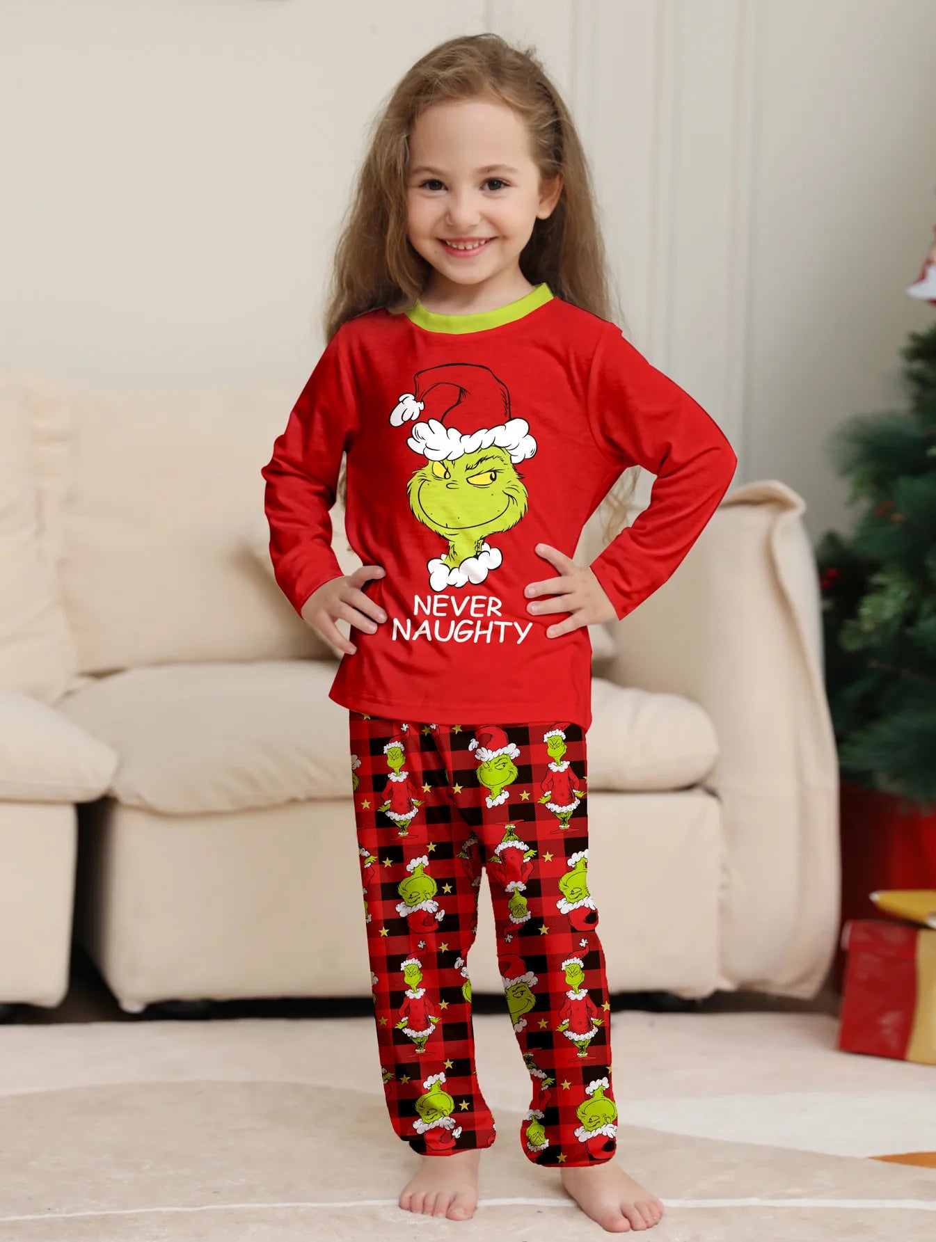 Family Christmas Pyjama Set – Grinchy ‘Never Naughty’ Edition