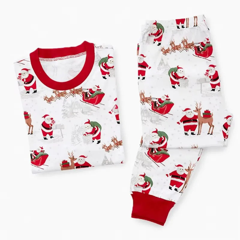 Family Christmas Pyjama Set – Santa & Sleigh Print