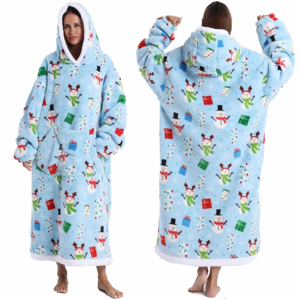 NEW Short/Long Wearable Hoodie Blanket (Multiple Festive Designs)