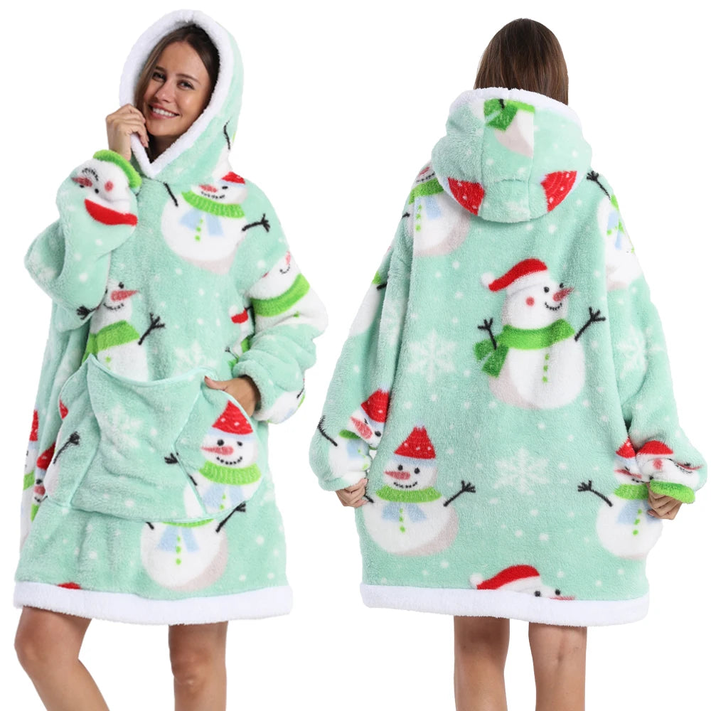 NEW Short/Long Wearable Hoodie Blanket (Multiple Festive Designs)