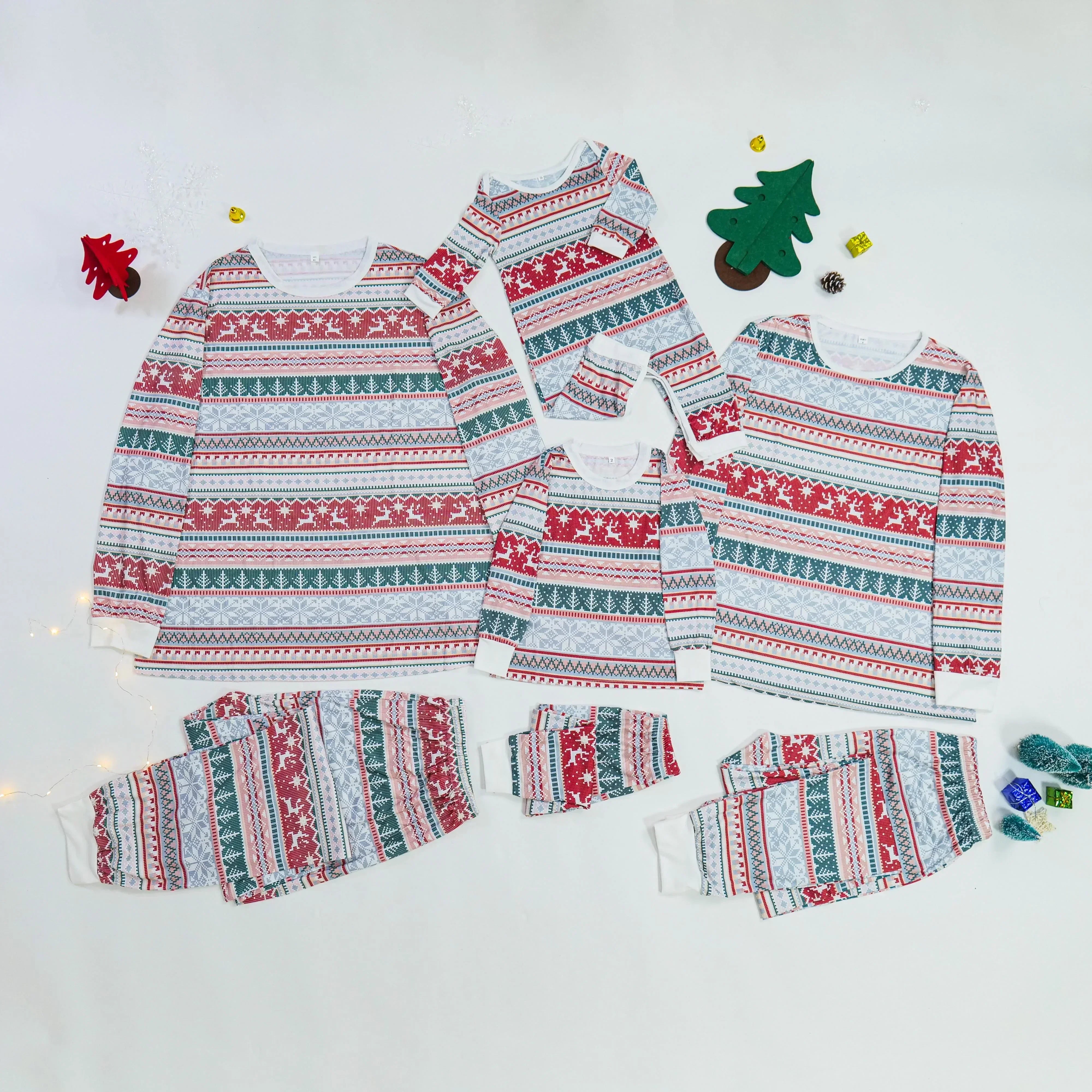 Family Christmas Pyjama Set – Red & Green Fair Isle Print