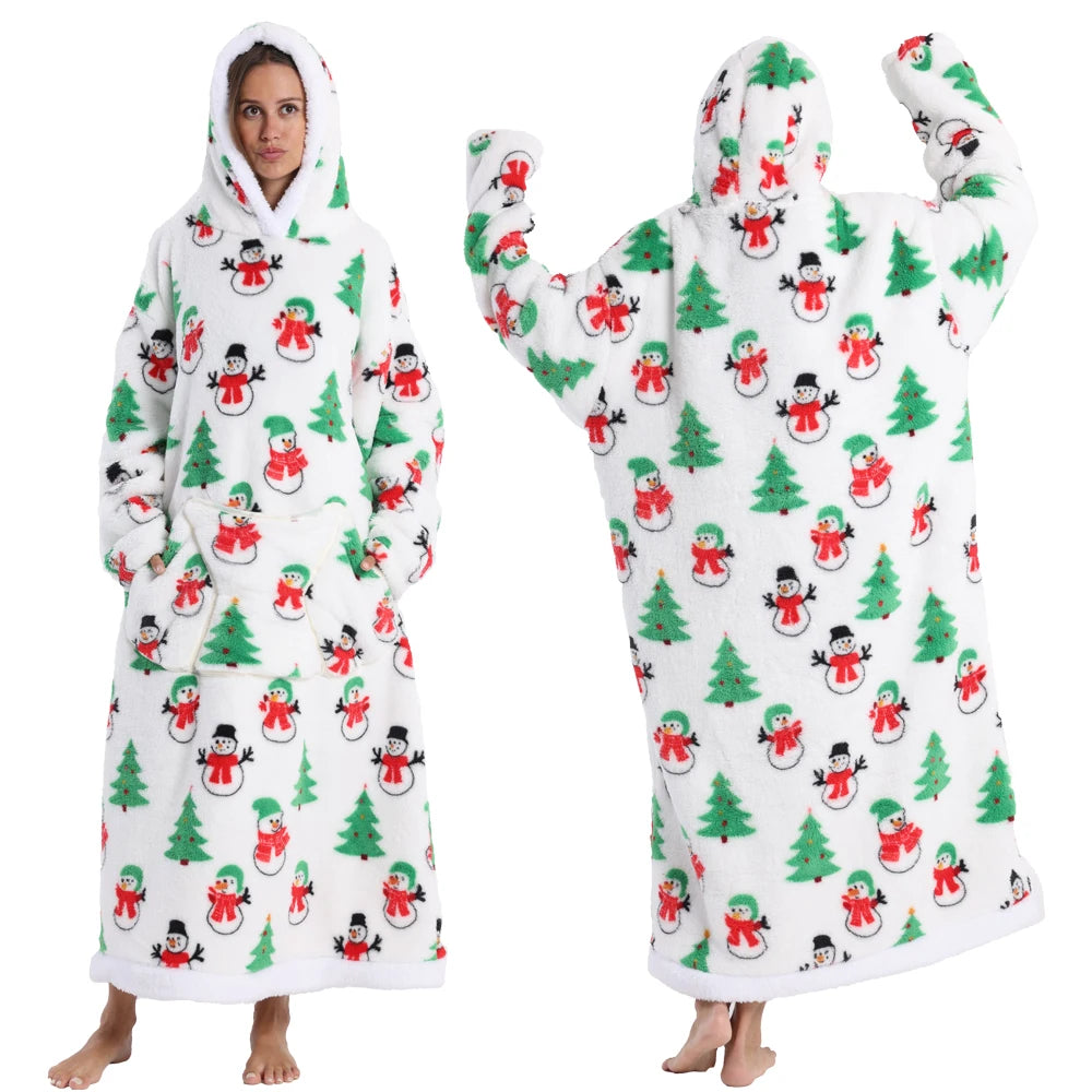 NEW Short/Long Wearable Hoodie Blanket (Multiple Festive Designs)